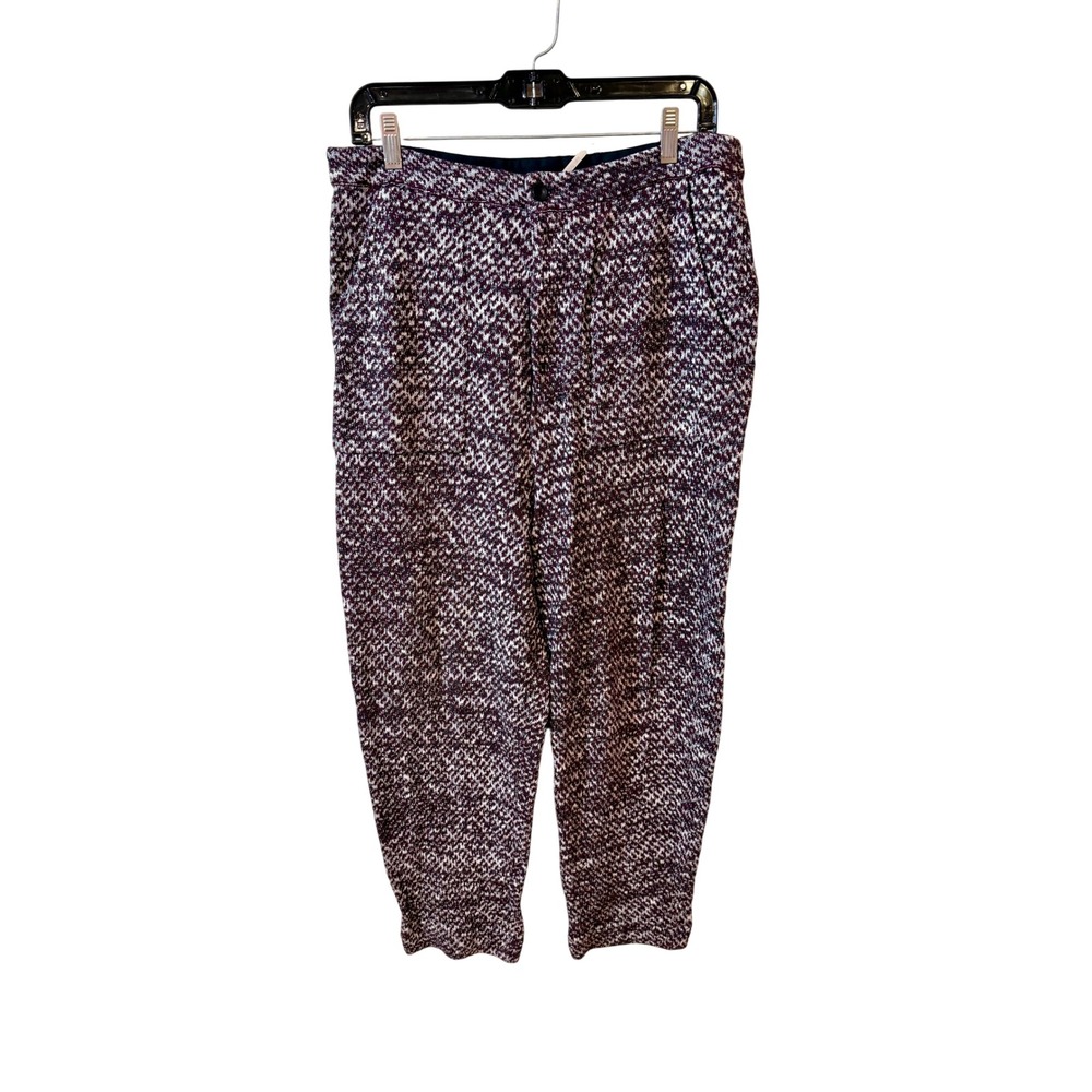 Free People Cozy Knit Cropped Trouser Pants Womens M Burgundy High Rise Tapered